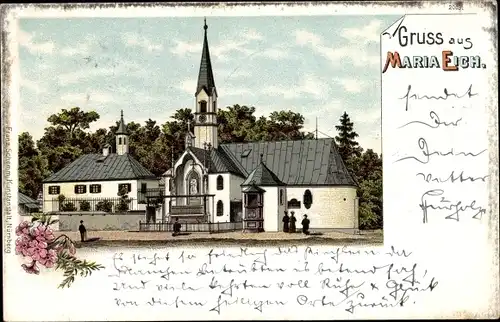 Litho Planegg Oberbayern, Wallfahrtskirche Maria Eich