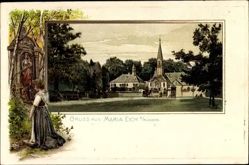 Präge Passepartout Litho Planegg Oberbayern, Wallfahrtskirche Maria Eich