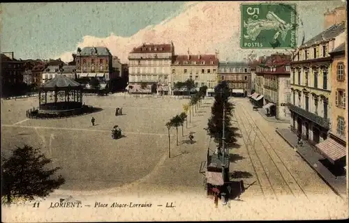 Ak Lorient Morbihan, Place Alsace Lorraine, Pavillon