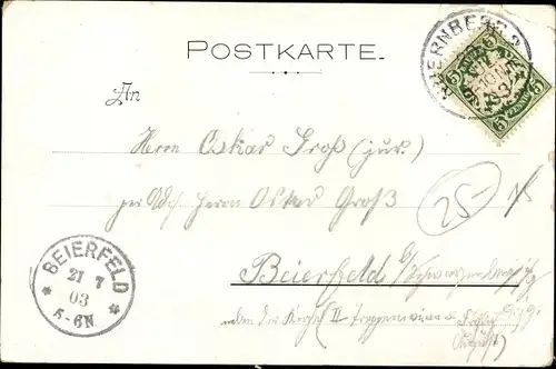 Künstler Ak Nürnberg, Aussichtsturm auf der Gritz, Stadtpanorama