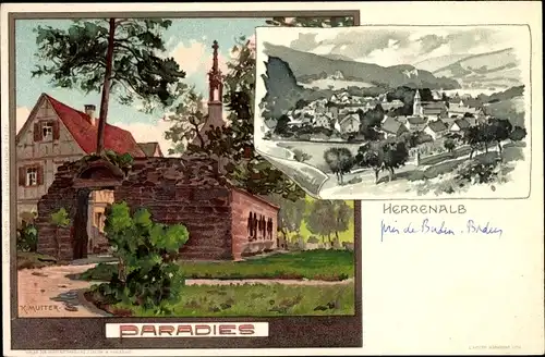 Künstler Litho Mutter, K., Bad Herrenalb im Schwarzwald, Paradies, Klosterruine