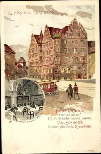 Künstler Litho Nürnberg, Hotel Victoria, Inh. Carl Schnorr, Klosterstübl, Grill Room