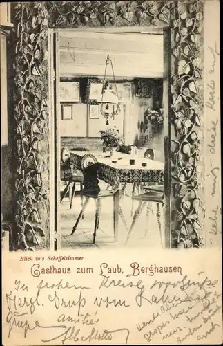 Ak Berghausen Pfinztal am Kraichgau, Gasthaus zum Laub, Scheffelzimmer
