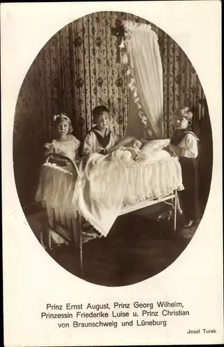Ak Prinzen Ernst August, Georg Wilhelm, Christian, Prinzessin Friederike von Braunschweig Lüneburg