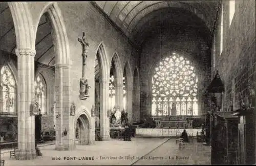 Ak Pont l'Abbé Finistère, Interieur de l'Eglise des Carmers, La Rosace