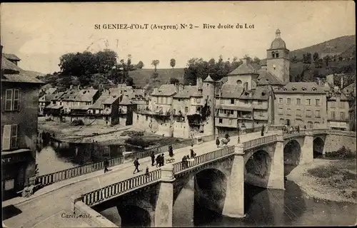 Ak Saint Geniez d'Olt et d'Aubrac Aveyron, Rive droite du Lot