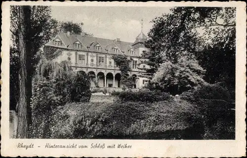 Ak Rheydt Mönchengladbach Niederrhein, Hinteransicht Schloss mit Weiher 