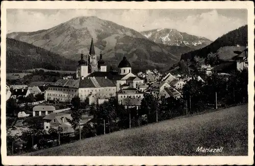 Ak Mariazell Steiermark, Totalansicht, Basilika, Gemeindealpe, Ötscher