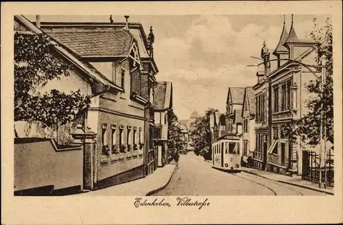 Ak Edenkoben an der Weinstraße, Villastraße, Straßenbahn