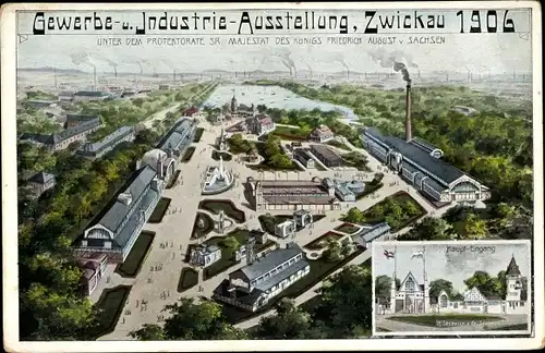Ak Zwickau in Sachsen, Industrie- und Gewerbeausstellung 1906, Haupteingang 