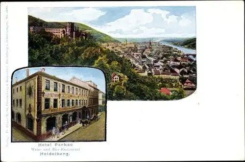 Ak Heidelberg am Neckar, Hotel Perkeo, Schloss, Stadtpanorama