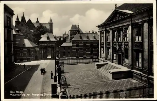 Ak 's Gravenhage Den Haag Südholland, Mauritshuis en toegang Binnenhof