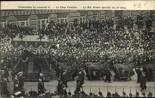 Ak Bruxelles Brüssel, Funerailles de Leopold II, Begräbnis König Leopold II. von Belgien, Albert I.