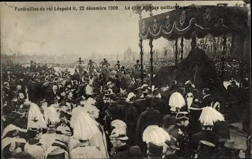 Ak Bruxelles Brüssel, Funerailles du roi Leopold II, Begräbnis König Leopold II. von Belgien 1909