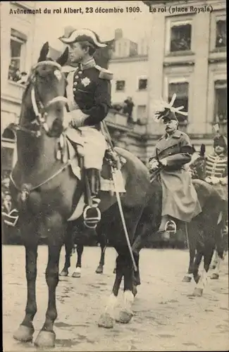 Ak Bruxelles Brüssel, Place Royal, Thronbesteigung König Albert I. von Belgien, 1909