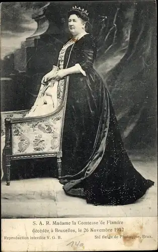 Ak Madame la Comtesse de Flandre, Maria Luise von Hohenzollern Sigmaringen, Prinzessin v. Belgien