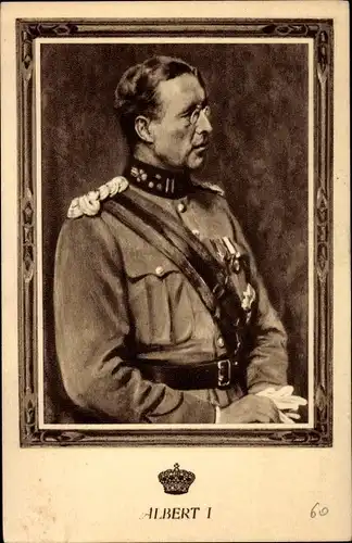 Künstler Ak König Albert I. von Belgien, Portrait