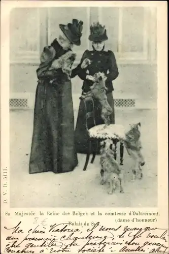 Ak Spa Wallonien Lüttich, Marie Henriette, Königin von Belgien, Comtesse d'Oultremont, Hunde 