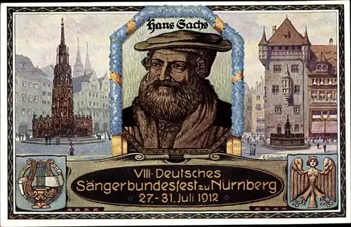 Künstler Ak Nürnberg, VIII. Deutsches Sängerbundesfest 1912, Hans Sachs