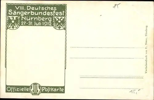 Künstler Ak Nürnberg, VIII. Deutsches Sängerbundesfest 1912, Hans Sachs