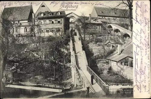 Ak Augsburg in Schwaben, Schwedenstiege