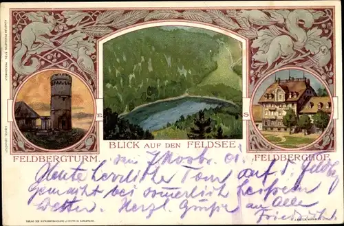 Litho Feldberg im Schwarzwald, Feldbergturm, Feldsee, Feldberghof