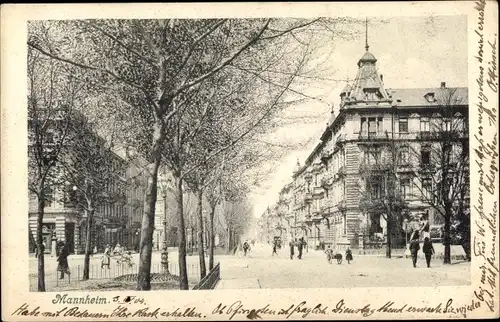 Ak Mannheim in Baden Württemberg, Straßenpartie