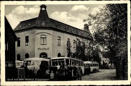 Ak Klipphausen Saubachtal, Gasthof Otto Schöne, Omnibusse