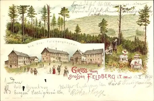 Litho Schmitten im Taunus Hessen, Großer Feldberg, Feldberghäuser