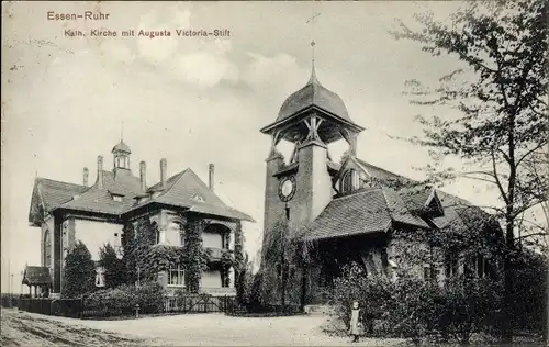 Ak Essen im Ruhrgebiet, Kath. Kirche m. Augusta Victoria Stift