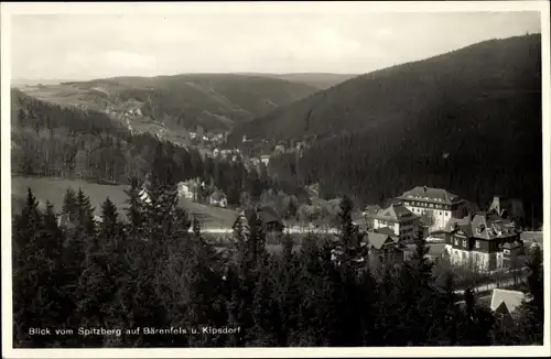 Ak Bärenfels Altenberg im Erzgebirge, Blick vom Spitzberg auf den Ort und Kipsdorf