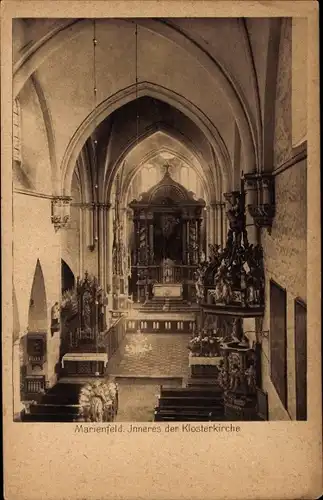 Ak Marienfeld Harsewinkel Westfalen, Innenansicht der Klosterkirche, Kanzel, Altar