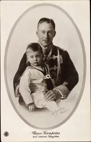Ak Kronprinz Wilhelm von Preußen, jüngster Sohn, Husarenuniform, NPG