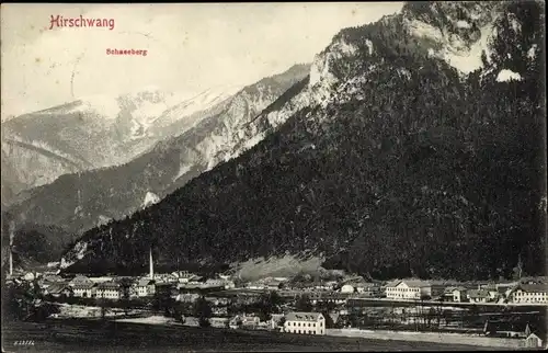 Ak Hirschwang an der Rax Reichenau an der Rax in Niederösterreich, Totalansicht, Schneeberg