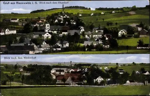Ak Bretnig Hauswalde in Sachsen, Blick nach dem Ober u. Niederdorf