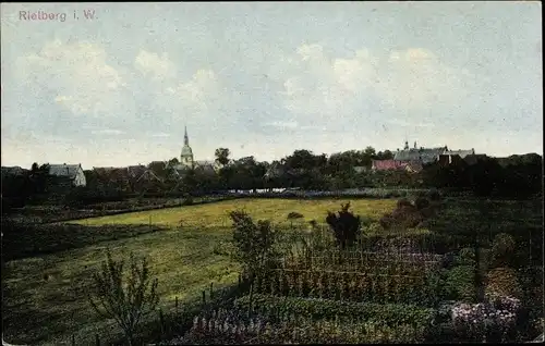 Ak Rietberg Westfalen, Panoramablick auf den Ort mit Umgebung, Garten