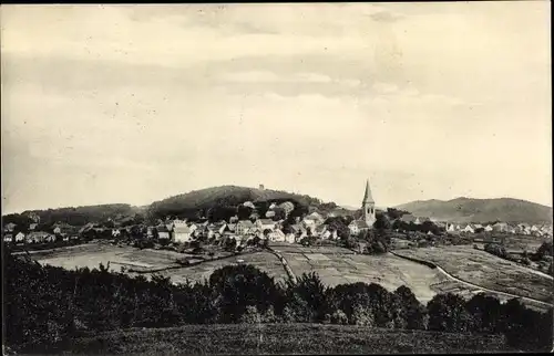 Ak Oerlinghausen im Kreis Lippe, Blick auf den Ort, Felder, Kirche