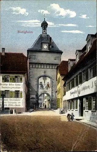 Ak Bietigheim Bissingen an der Enz, Tor, Restauration Schützen, Brunnen