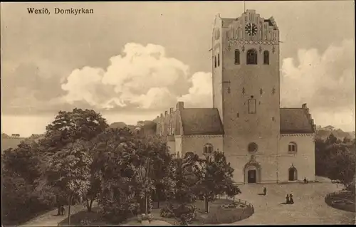 Ak Växjö Schweden, Domkyrkan, Kirche, Bäume