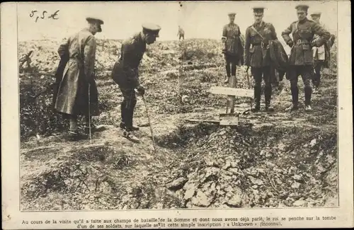 Ak Schlachtfeld an der Somme, König von Belgien, Soldatengrab