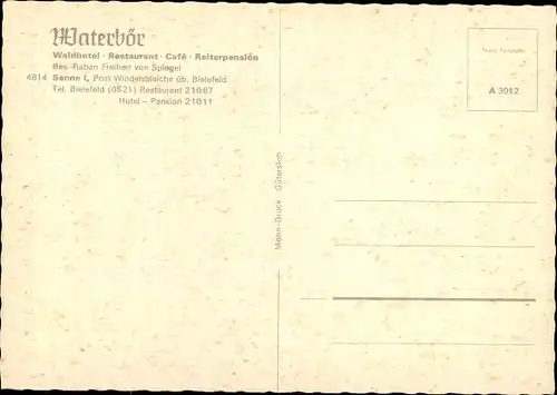 Ak Windelsbleiche Senne Bielefeld in NRW, Hotel Waterbör, Geweihe