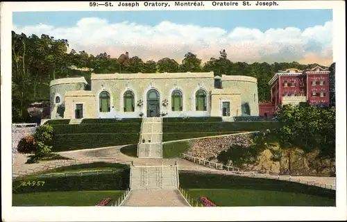 Ak Montreal Québec Kanada, St. Joseph Oratory, exterior view, park, stairway