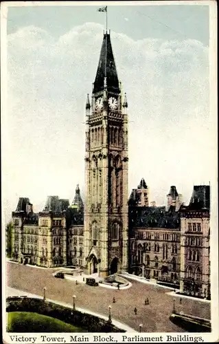 Ak Ottawa Ontario Kanada, Victory Tower, Main Block, Parliament Buildings