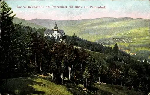 Ak Piechowice Petersdorf Riesengebirge Schlesien, Wilhelmshöhe m. Blick auf den Ort