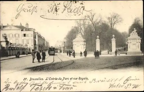 Ak Bruxelles Brüssel, L'Entrée du Parc et rue Royale