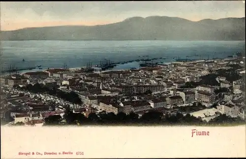 Ak Rijeka Fiume Kroatien, Stadtpanorama, Hafen