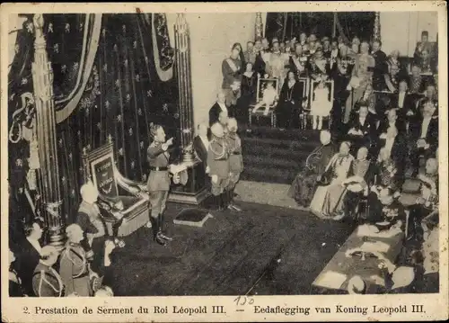 Ak König Leopold III. von Belgien, Presentation de Serment