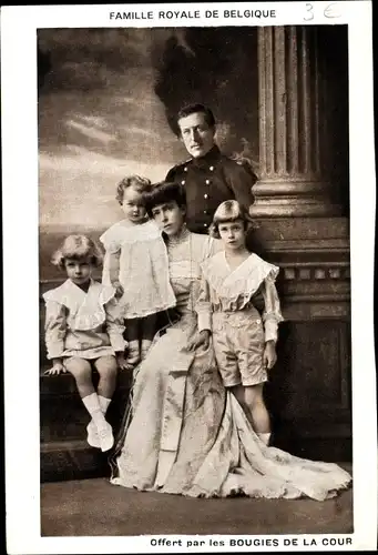 Ak König Albert I. von Belgien, Portrait mit Familie