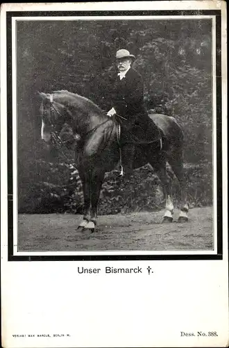 Passepartout Ak Otto von Bismarck, Herzog zu Lauenburg, Bundeskanzler, Portrait, Pferd