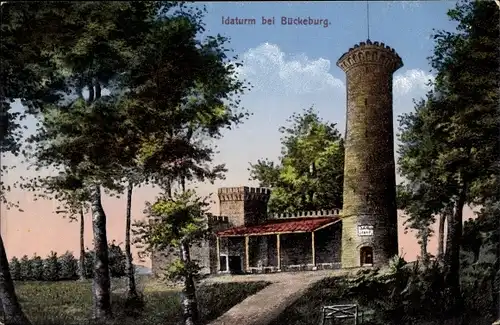 Ak Bückeburg in Schaumburg, Idaturm, Weg, Bäume